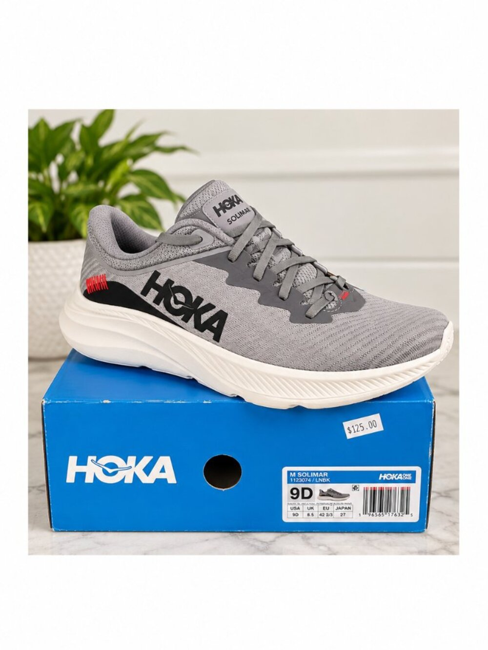 HOKA Solimar Limestone Black Men’s Running Shoes Size 9D NIB